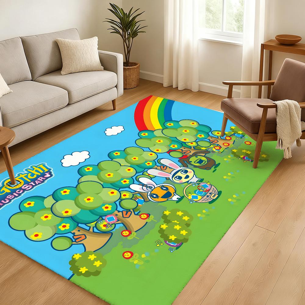 Cool T-Tamagotchi Floor Mat Soft Thickened Absorbent Non-Slip Bedroom Living Room Door Mat Home Decor Flannel Rugs