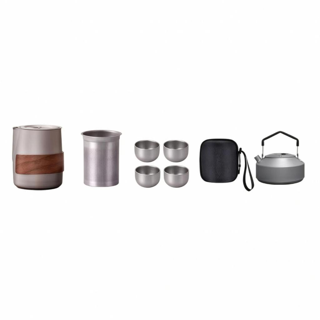 Portable Travel Tea Set with Infuser Lightweight for Road Trips, Camping