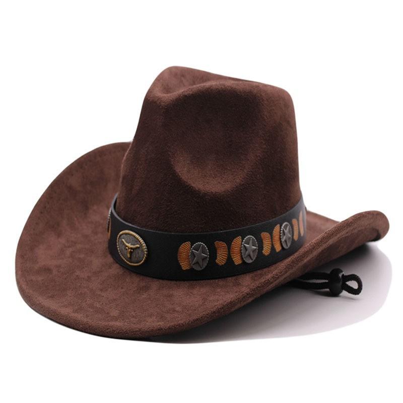 Cowboy Hat With Chain And Starry Sky Compass For Western Style Men And Women