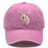 Rabbit Pink Heart Printed Snapback Baseball Cap Adjustable Inelastic Baseball Hat Flat Cap For Daily Wear Hiking Fishing