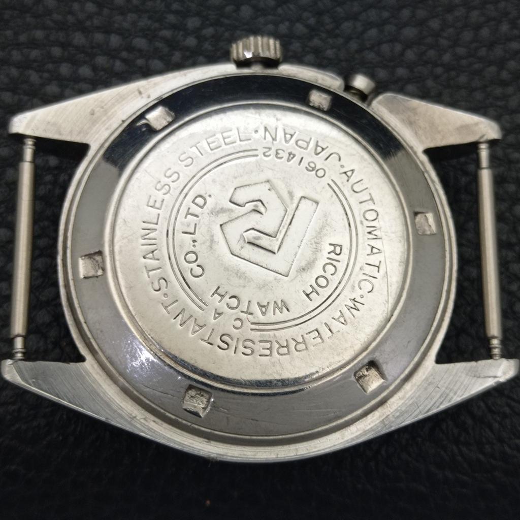 AUTOMATIC VINTAGE RICOH R31 JAPAN MENS SILVER COLOR DIAL WATCH A701953-5 R207-a701953