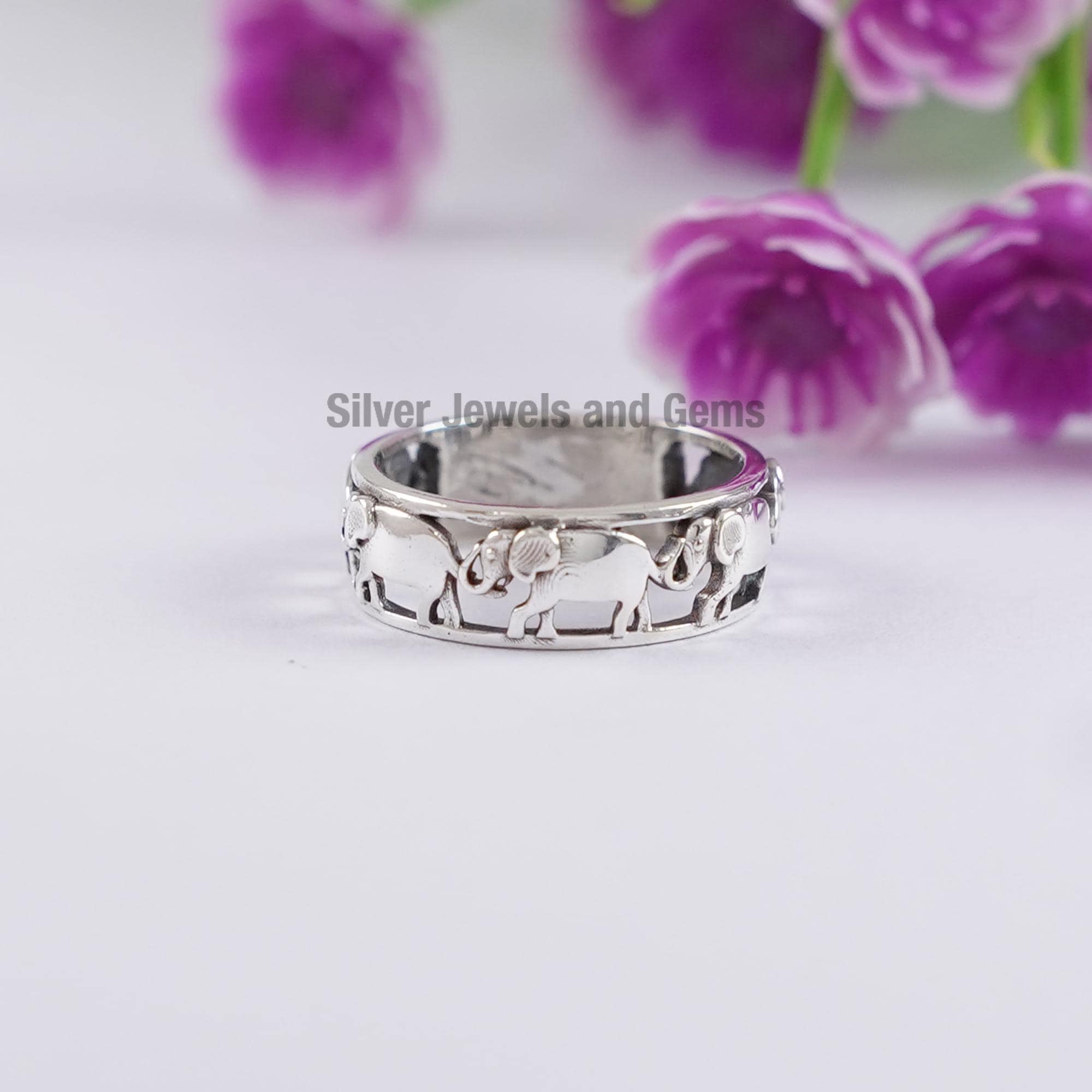 Walking Elephant Ring, Handmade Ring, 925