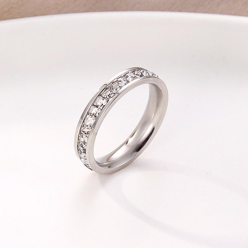 Inel de cuplu din oțel inoxidabil cu două rânduri de diamante și pietre prețioase, cu design cer înstelat