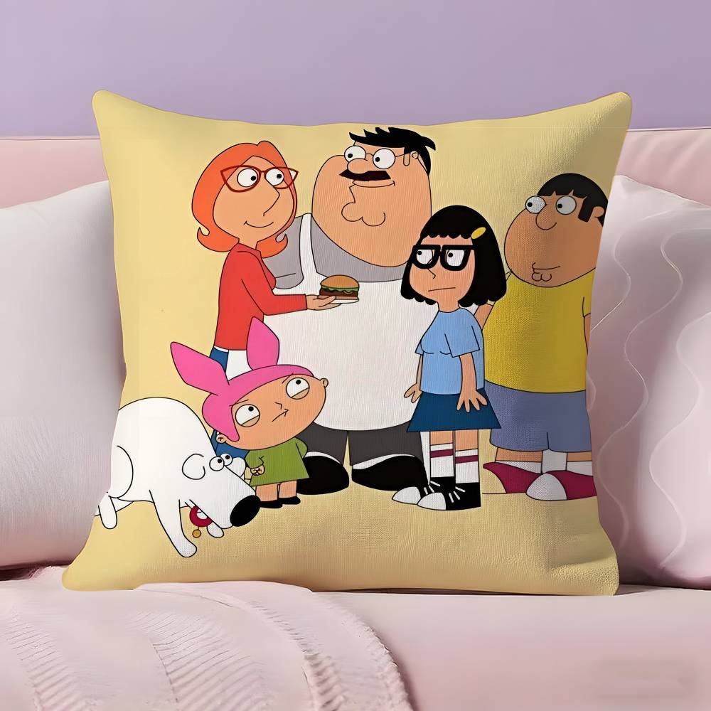 Funda de Almohada Bobs Burgers de Anime Funda de Almohada Tela Ultra Suave Amigable con la Piel Comodidad tipo Nube y Cremallera Oculta