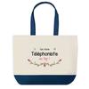 Sac cabas - PLANETEE - Téléphoniste au Top - fond bleu - coton 40 x 45 cm - grand format