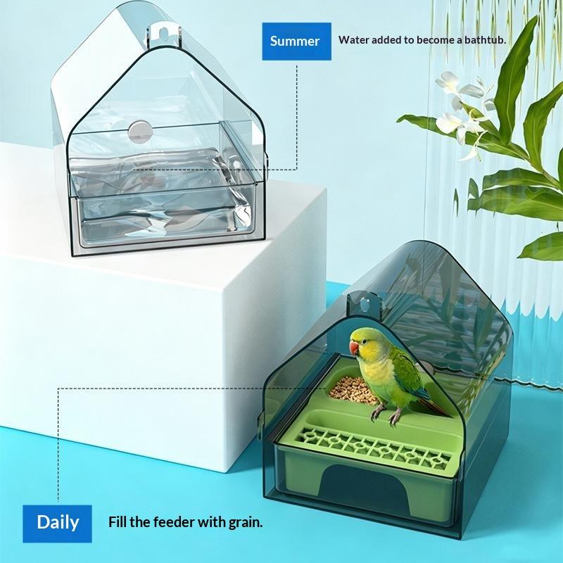 Easy Clean No Mess Bird Cage Feeder Removable Tray Transparent for Canaries Finches Small Bird Cage Accessories