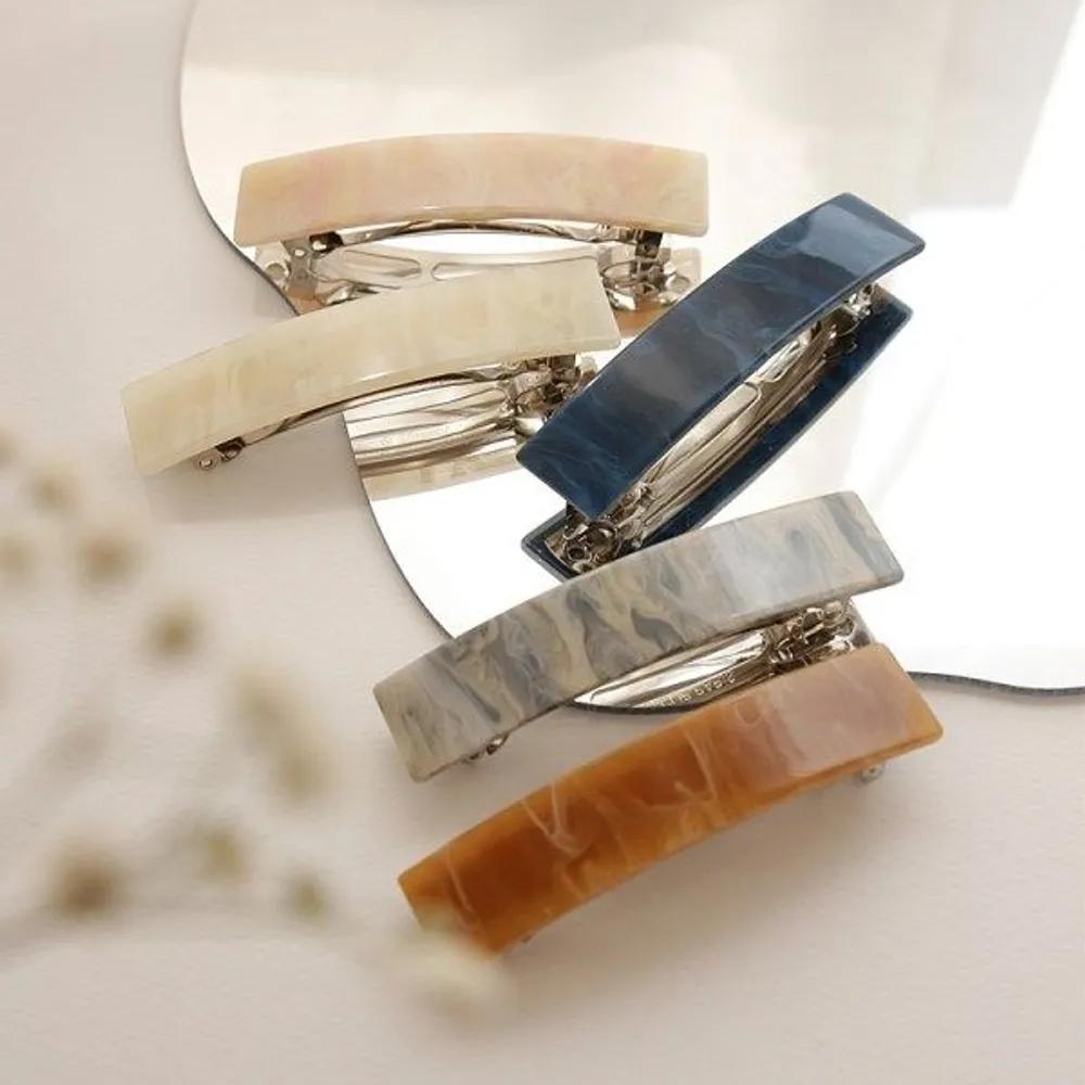 J Lauren Rounded Rectangular Slim Cellulose Automatic Hairpin H01023 cream