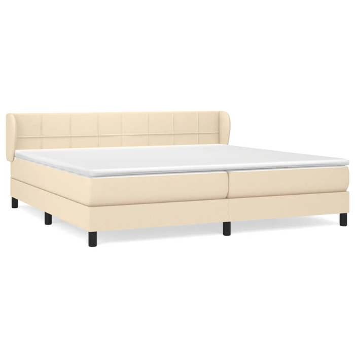 3126274 vidaXL Lit à sommier tapissier avec matelas Crème 200x200 cm Tissu
