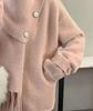 Französischer Rosa Schal Dopamin Pullover Mantel: Damen Winter Locker Gestrickte Strickjacke