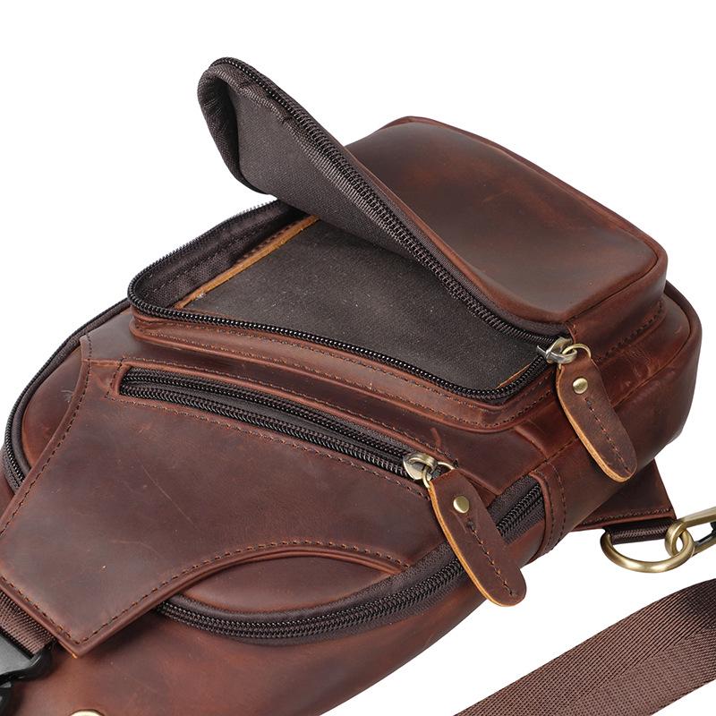 Men's Retro Genuine Leather Crossbody Chest Bag