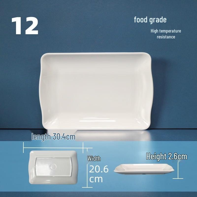 White Melamine Rectangular Wavy-Edge Plate