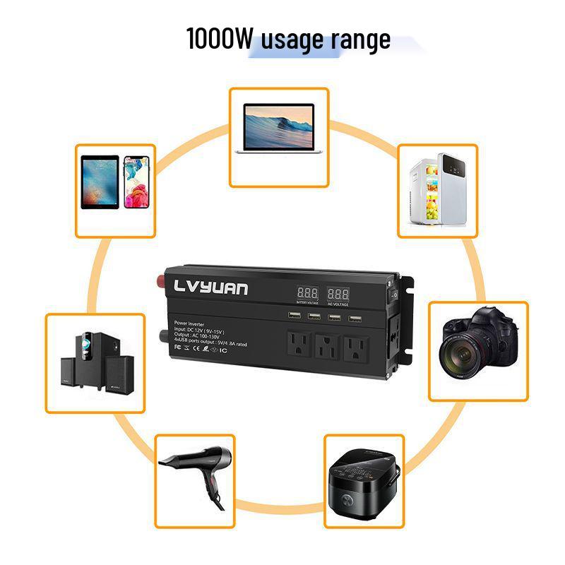 Lvyuan 12V/24V To 220V Modified Sine Wave Car Inverter, 500W-4000W Power Strip Style