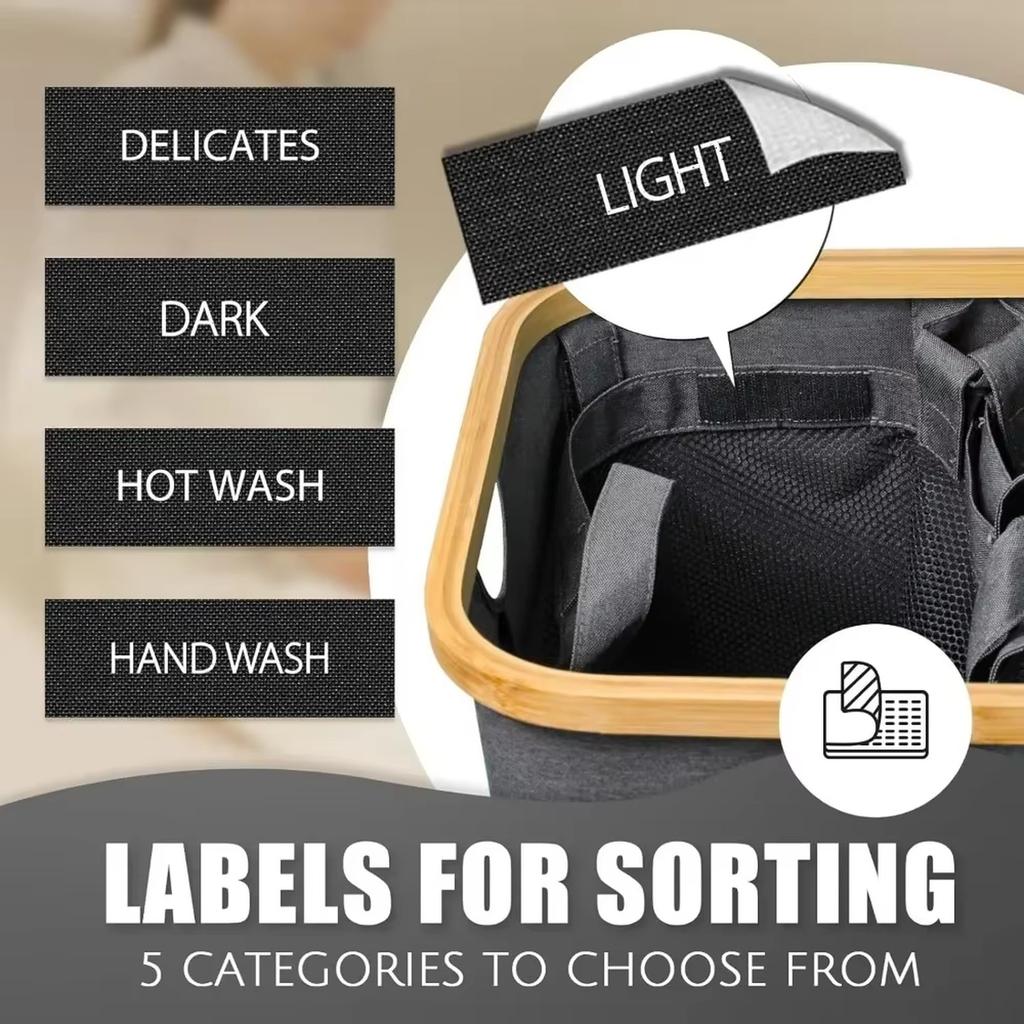 Wood Laundry Hamper Foldable With Lid & Liner Bag Storage Basket