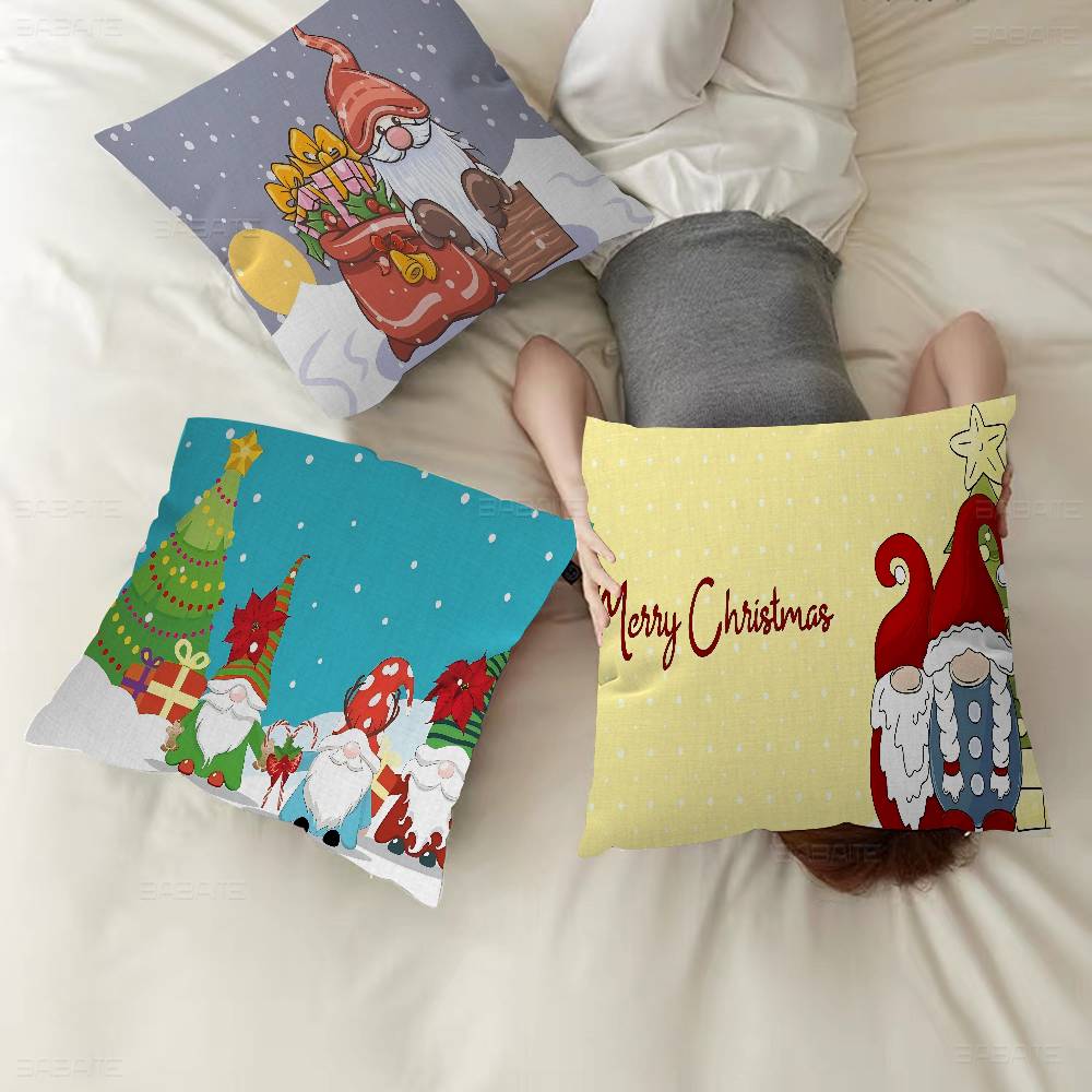 Christmas Gnome Cartoon Personalized Picture Text Home Decorative Pillows Household Gifts 45x45cm