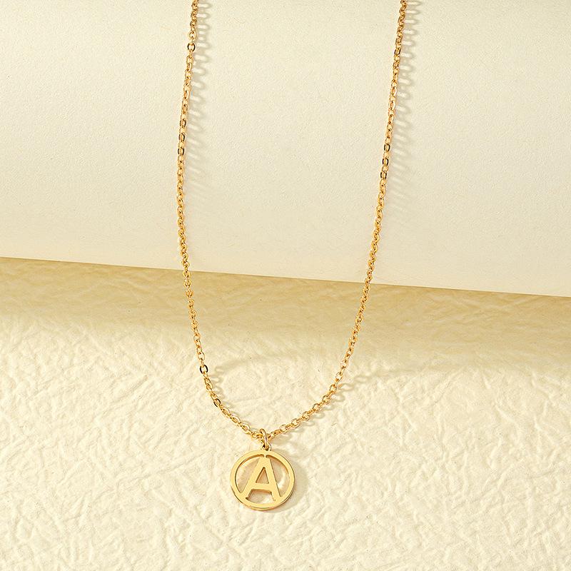 Round A-Z Alphabet Pendant Necklace for Women - Simple, Trendy Fashion Jewelry