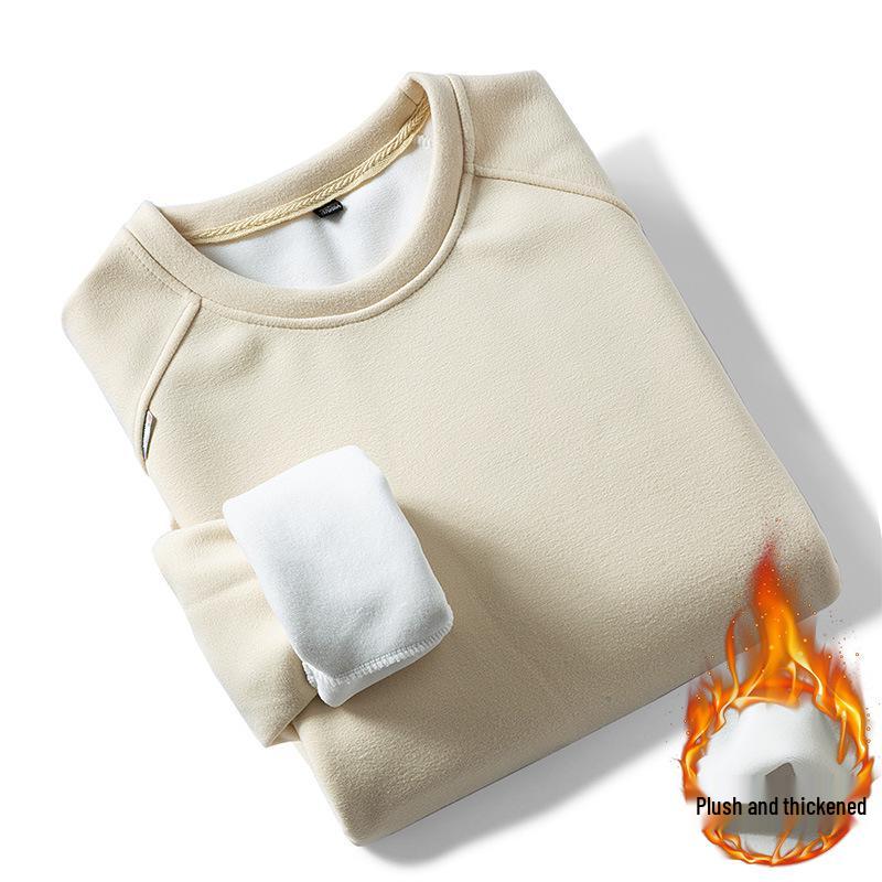 Men's Double-Sided Fleece Crew Neck Thick Thermal Sweatshirt 