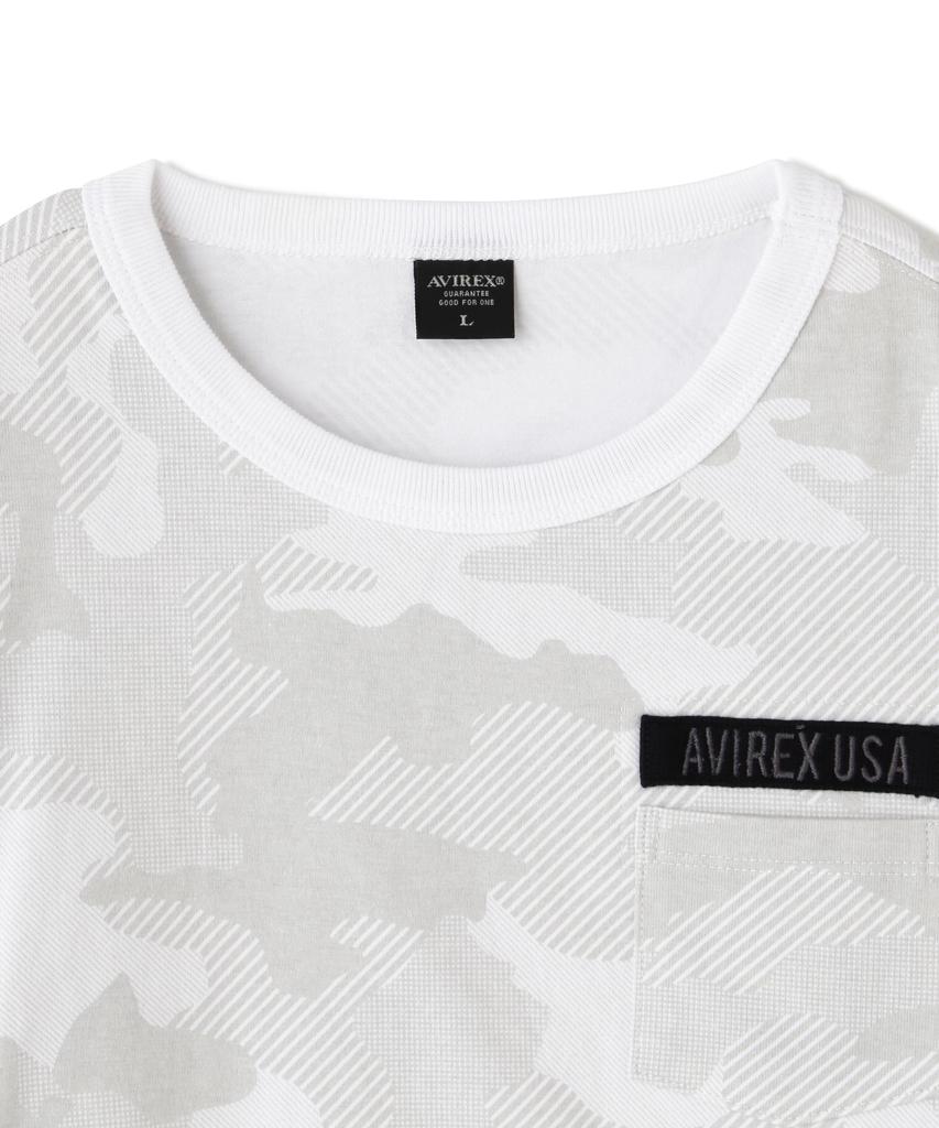 AVIREX KIDS FATIGUE CREW NECK LONGSLEEVE T-SHIRT L 444 white camo 783-3930951