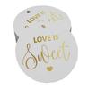 Inkdotpot 100 - Confezione da 100 etichette in carta stagnola color oro vero Love Is Sweet bomboniera da appendere