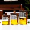 New household thickened honey storage tank with stirring stick Acacia wood cover transparent glass food sealed jar