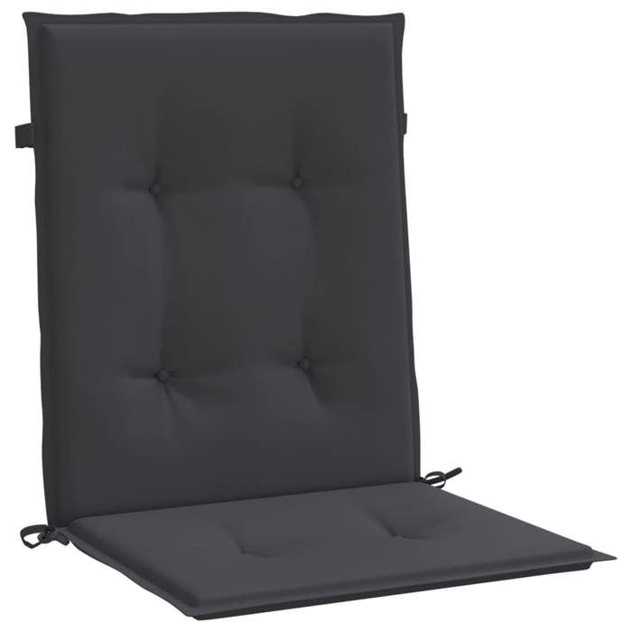 VidaXL Coussins de chaise de jardin à dossier bas lot de 2 noir 47560