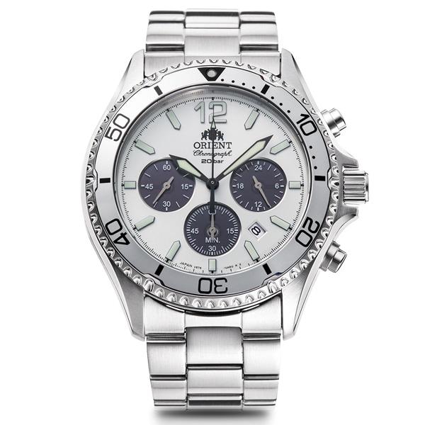 

Orient TRN-TX0205S (Чоловічий металевий ремінець SPORTS Diver Design Orient Mako Limited) Круглий годинник срібний