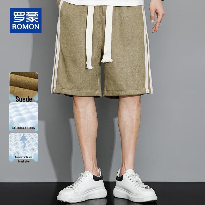 ROMON Men s Summer Suede-Feel Casual Shorts 2XL