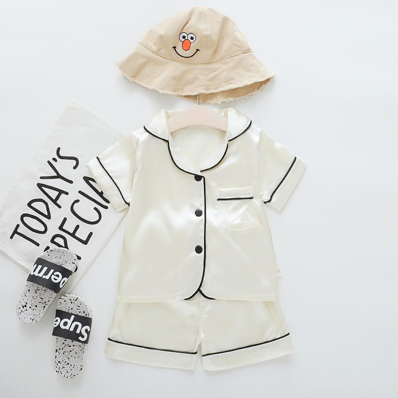 BB58 Mufurui Summer Kids' Silk Bear Cartoon Pajama Short Sleeve Two-Piece Set