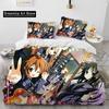 Set Biancheria da Letto Copripiumino Trapuntato 3D K-ON Cartone Animato Carino Lolita Kawaii per Ragazze, Copripiumino Set Letto Coperta Federa, Set Biancheria da Letto Matrimoniale