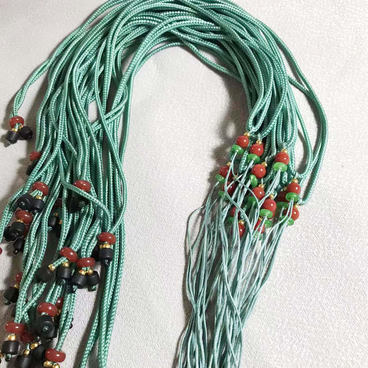 Handmade Jade Crystal Pendant Necklace with Retractable Cord Lanyard