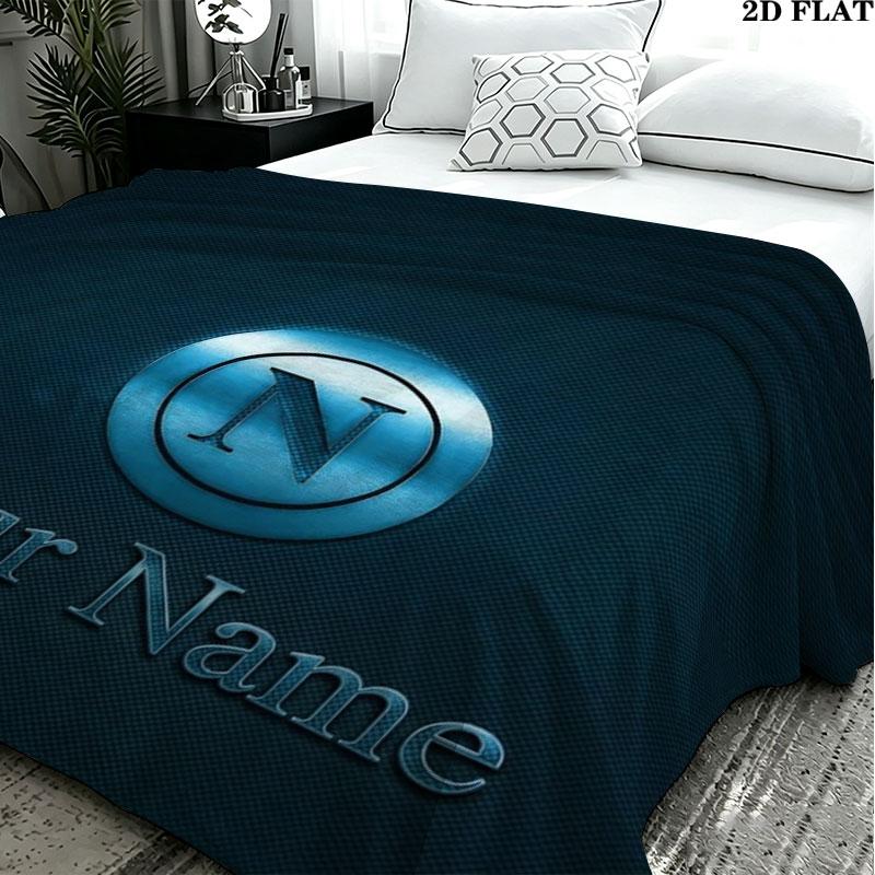 1PC SSC Napoli Custom Name Patterned Flannel Blanket Suitable For All Seasons for Home Decor Warmth and Comfort Gifts Holiday Present