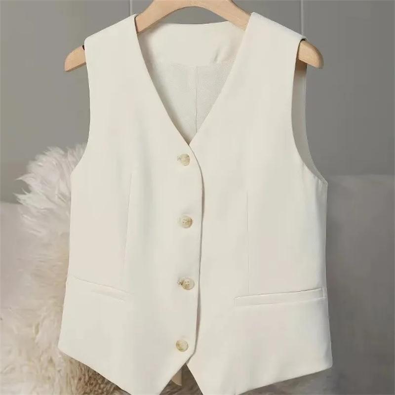 Gilet Cappotto da Donna Primavera Autunno di Alta Gamma Senza Maniche Giacca Gilet Suit da Donna Temperamento Moda Lady Blazer Clip a Cavallo