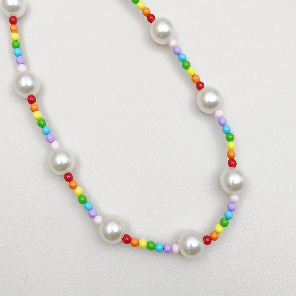 INS wind acrylic pearl colored rice beads fashion anti-lost hand carry pendant mobile phone chain