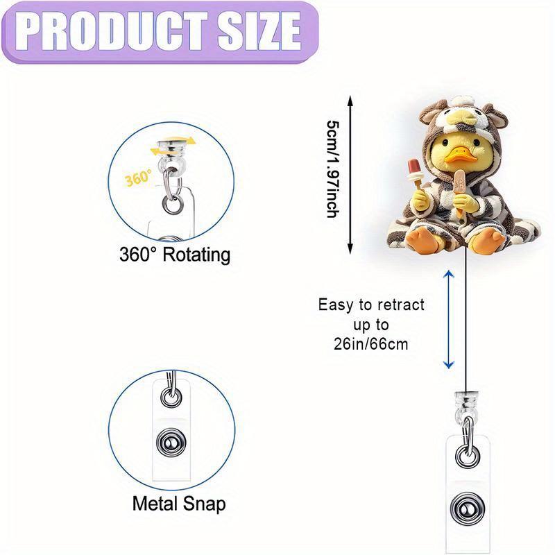 Cute Duck Cardiac Badge Holder - 2D Acrylic Scalable Clip for Nursing Students and Medical Staff.