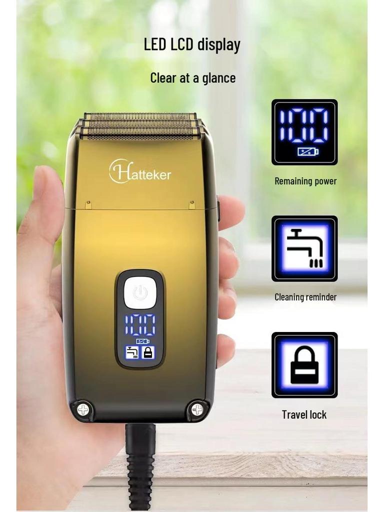 White Electric Three-Blade Mesh Head Shaver - Waterproof Clipper for Balding and Hair Trimming