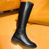 Women's Fashion Boots High Tube Boots Low Heel Motorcycle Boots Zipper Boots