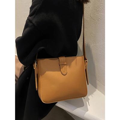 Retro Textured Women Square Bag Fashion Solid Color Pu Leather Crossbody Bags Popular Versatile Bucket Bag Female