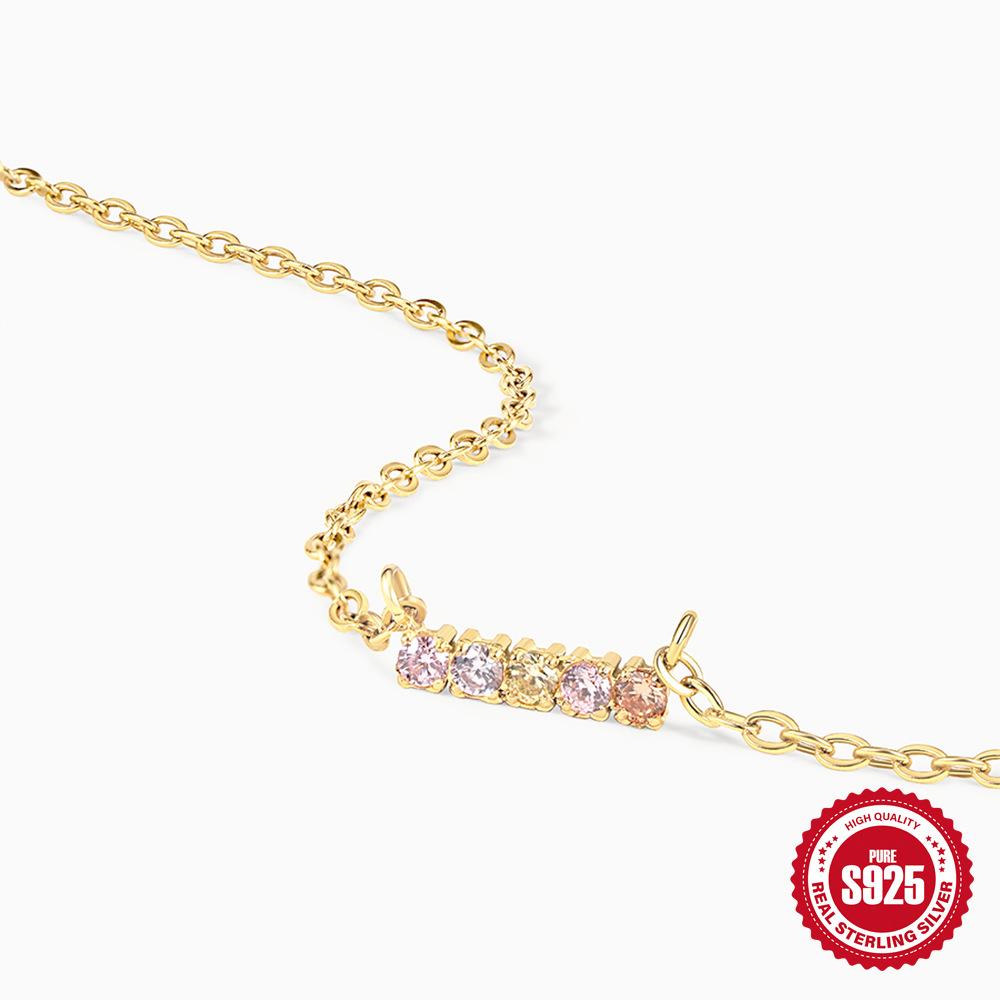 Stylish And Simple Style S925 Sterling Silver Single-Row One-Word Diamond Color Diamond-Encrusted Women'S Collarbone Necklace