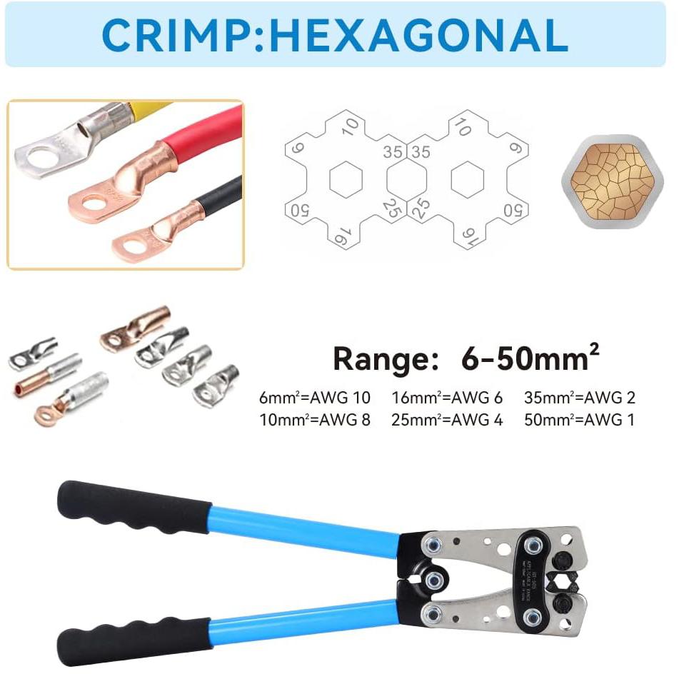 HX-50B Portable Cable Crimping Tool Professional Terminals Crimper Plier Handle Cutter Tools