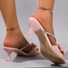 Fashion Elegant Ladies Crystal Strap High Heels Sandals Women Summer 2025 Pink Bowtie Party Wedding Shoes Woman Big Size Gladiator Shoes