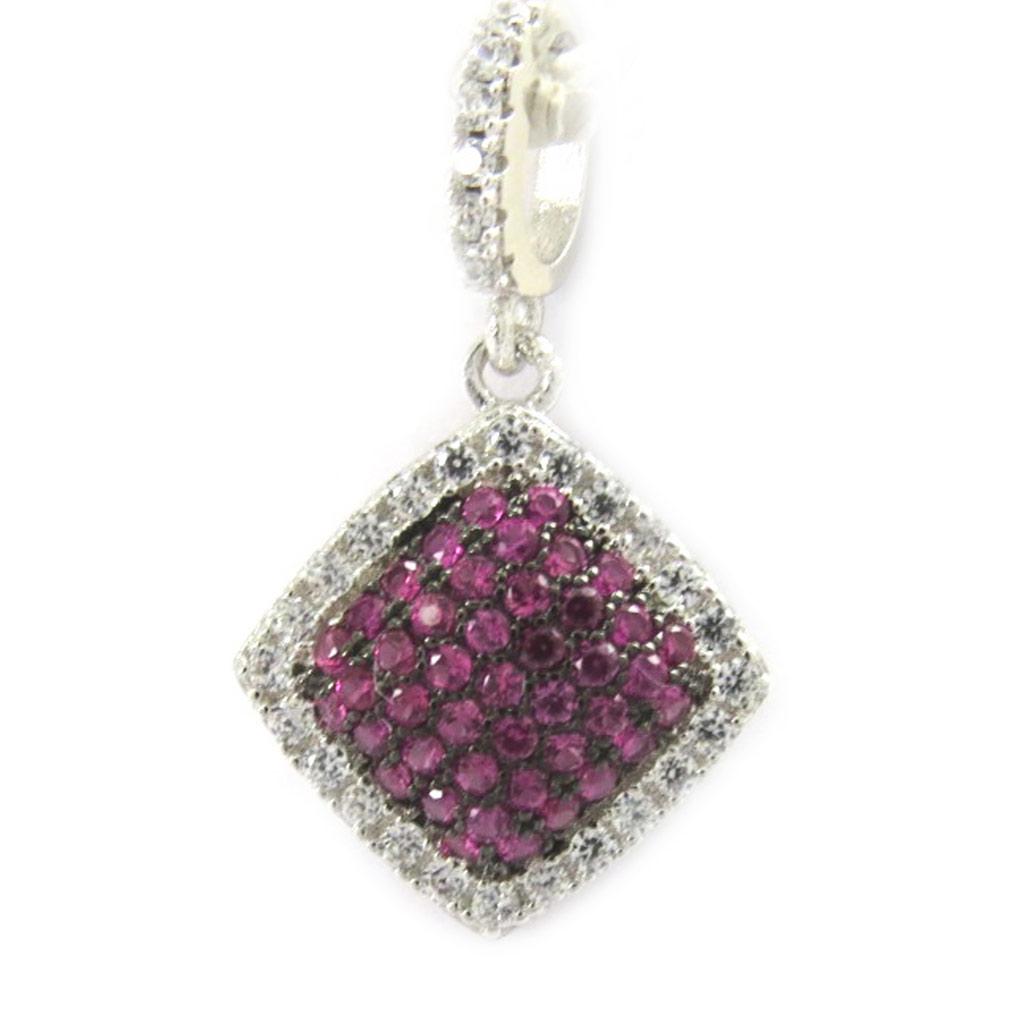 Les Trésors De Lily [L6696] - Anhänger Silber 'Sissi' rosa weiß silbern (rhodiniert) - 10x10 mm