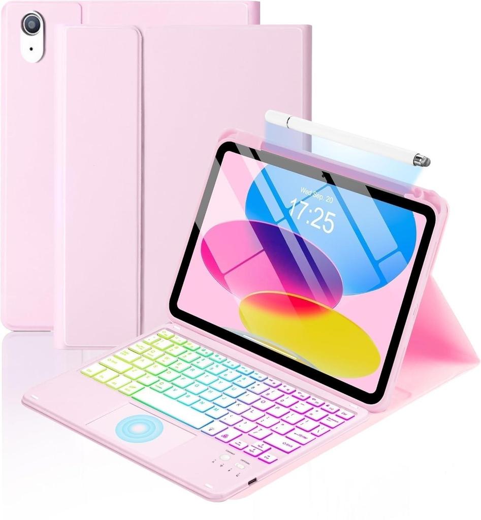 IPad 11. Gen beleuchtete Bluetooth-Tastaturhülle - 10. Tablet-Abdeckung für Apple A16, Spanien