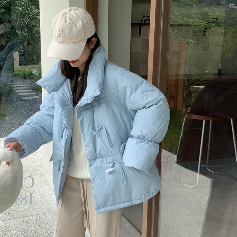 Down Jacket for Women New Style Winter Horn Button Cotton Jacket for Bread Jacket for Students Cotton Jacket