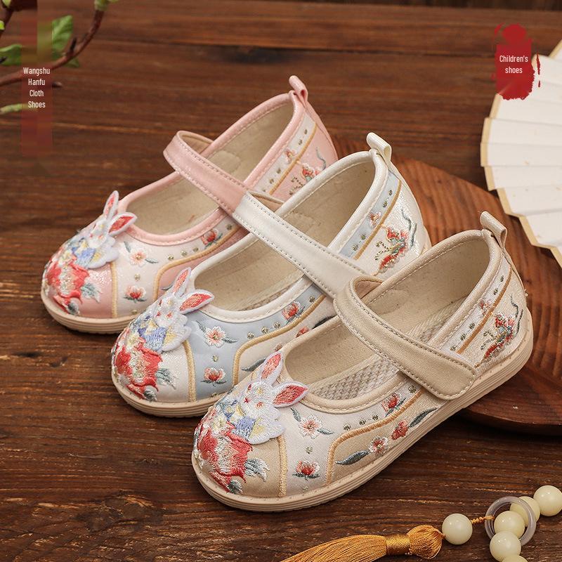 Embroidered Girls' Hanfu Shoes - Ethnic Style Children's Princess Costume Tang Suit Skirt Shoes