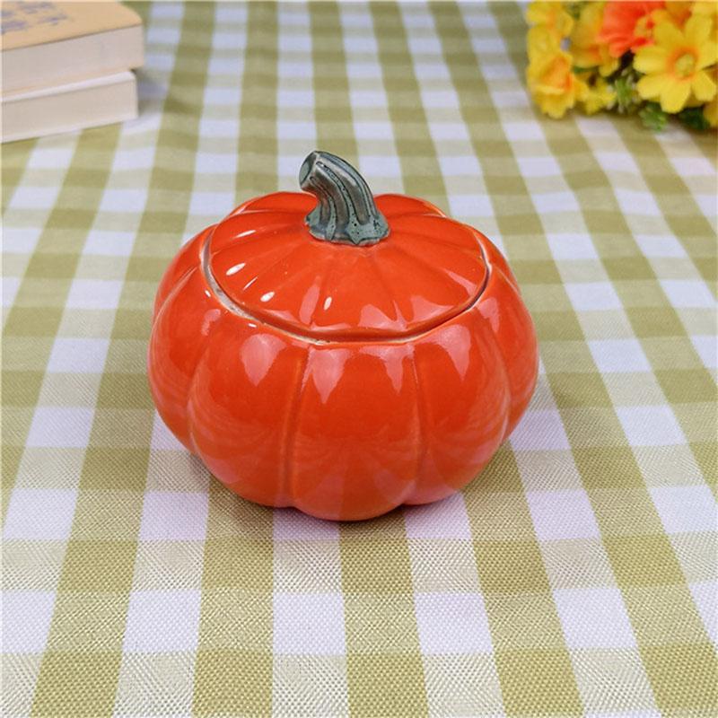 

Household Creative Pumpkin Ceramic Tea Jar Moisture Proof Storage Can Personalized Small Sealed Can Snack Can червоний