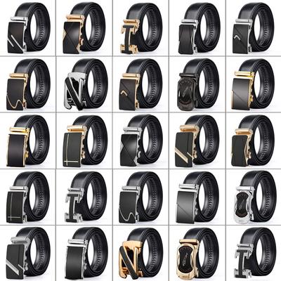 New Men's Belt  Cowhide Casual Automatic Buckle Belt  Men's Genuine Leather Versatile Business Belt  Men's Middle Aged and Young Men