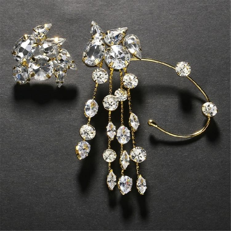 Trendy Rhinestones Ear Cuff With Tassels Sophisticated Rhinestones Tassels Earrings Ideal For Weddings And Gatherings