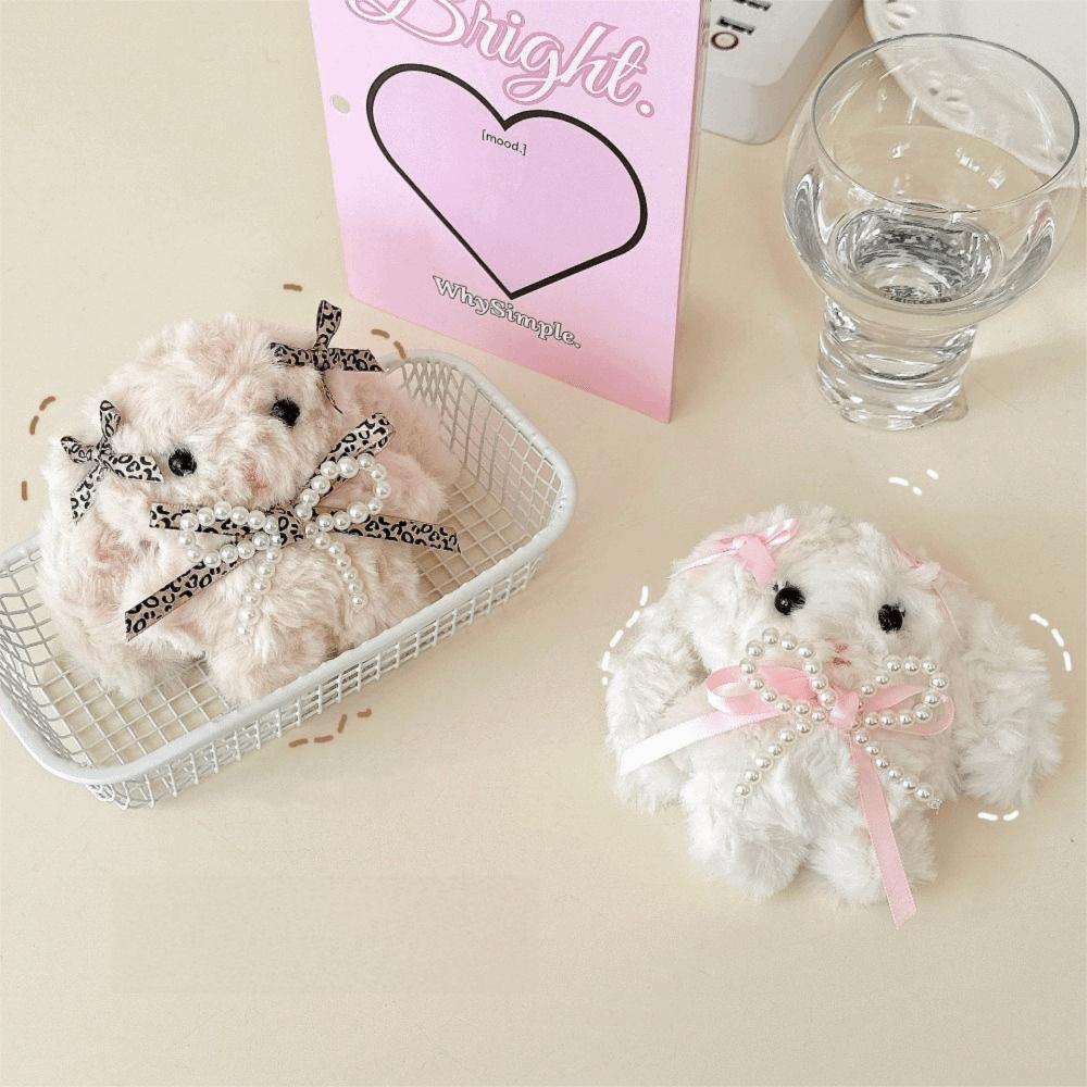 Cute Durable Cartoon Rabbit Plush Doll Key Chain Stuffed Lolita Plush Key Ring Sweet Bowknot Key Holder