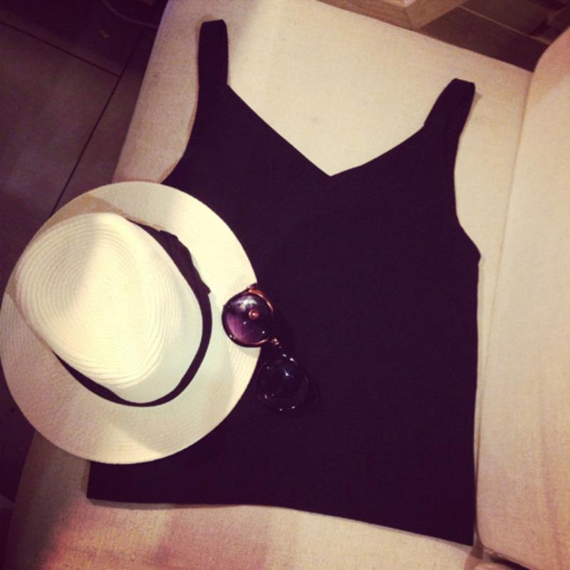 Summer Halter Top Korean Version V-neck Double-layer Chiffon Loose Sleeveless Bottoming T-shirt Women's Vest Girlfriend Outfit