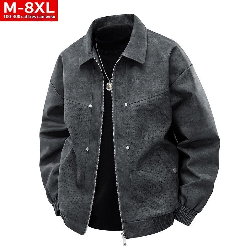 

Cozy Up Мужская куртка из искусственной кожи с квадратным воротником, свободная повседневная куртка Fat Plus Size 8XL светло-серый