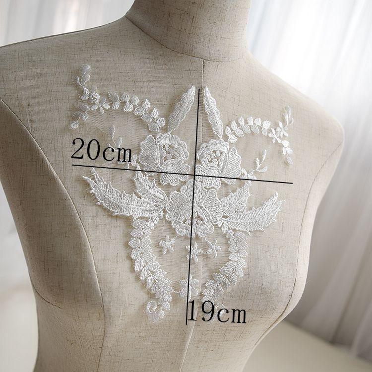 Ivory White Embroidered Lace Flower Handmade Diy Lace Accessories Wedding Dress Fabric Clothes Decoration Material Soft